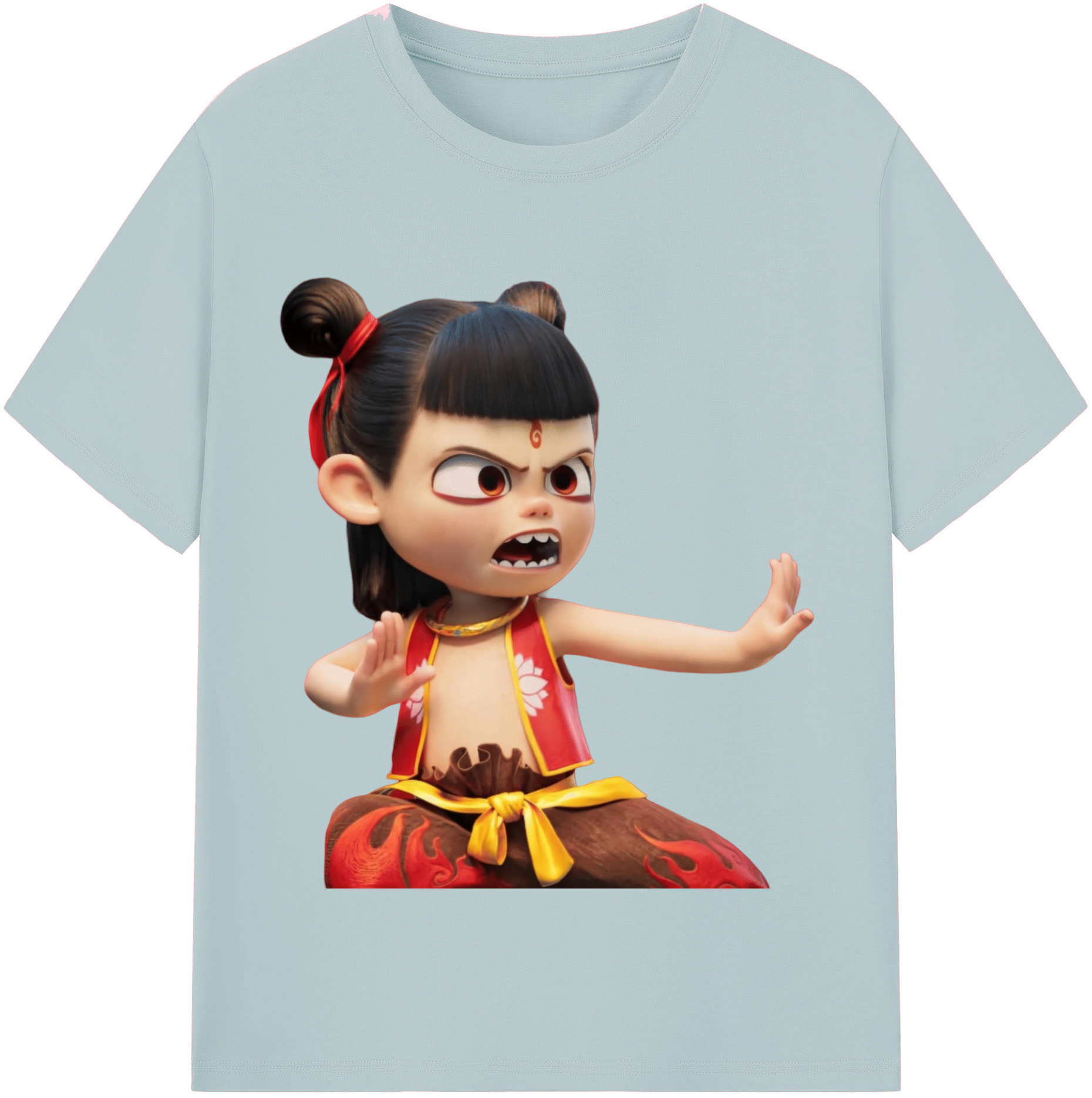 （画像用） Ne Zha 2 ナタ 魔童の大暴れ 綿100％半袖Tシャツ（フロントプリント）